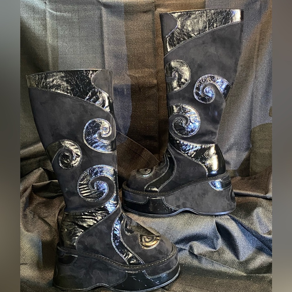 Black Platform Knee-High Boots